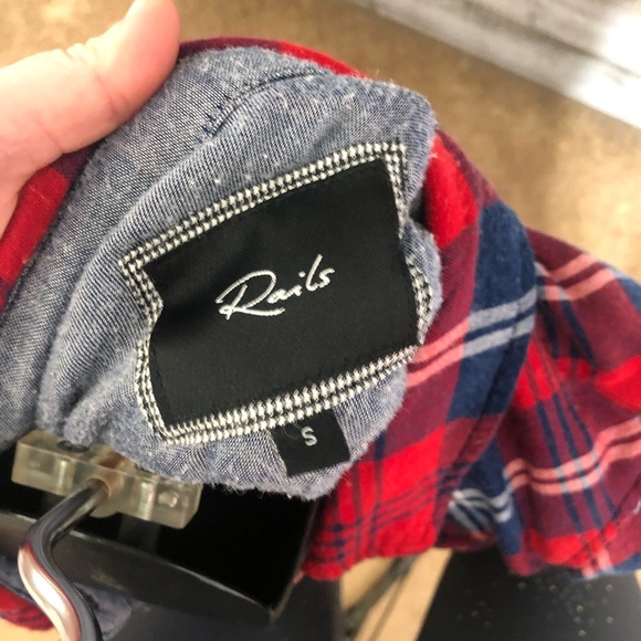 Rails red blue plaid button up flannel shirt - Picture 2 of 3
